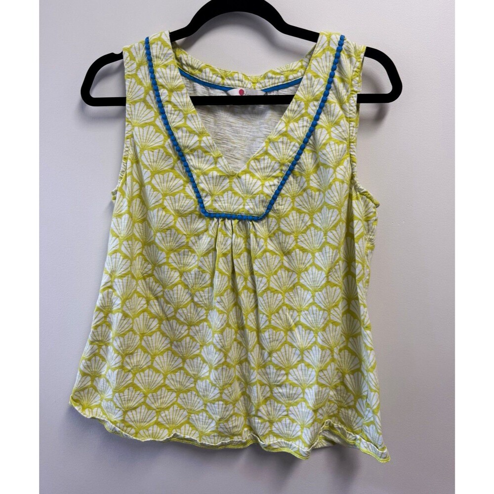 Boden Yellow White Blue Geometric V-Neck Sleeveless Tank Top Women’s 10